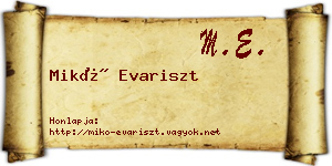 Mikó Evariszt névjegykártya